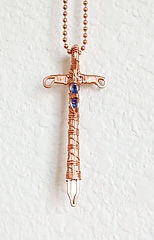 excaliber-sword pendant with blue cubic zirconia rhinestones